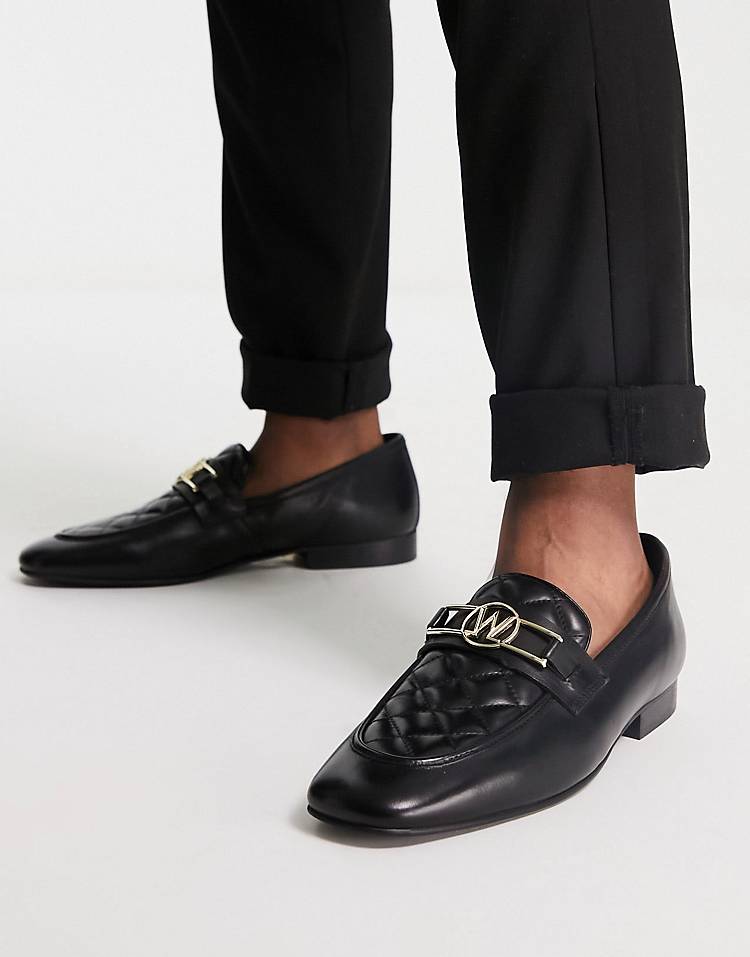 Walk London woody quilted loafers in black velvet
